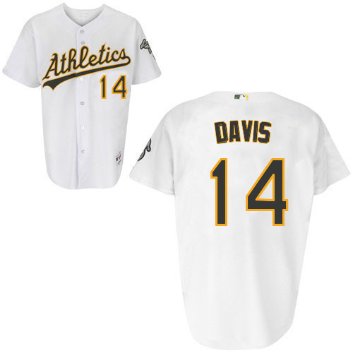 Ike Davis #14 Youth Baseball Jersey-Oakland Athletics Authentic Home White Cool Base MLB Jersey